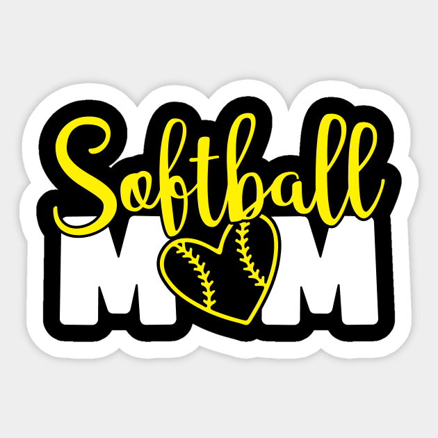 Softball Mom - Heart Sticker by Proud Parent